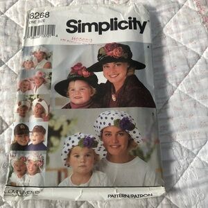 Vintage 1992 simplicity 8268 pattern - mother and daughter hats- summertime.